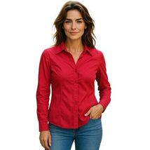 CATO Blouse Women's Large Button Up Long Sheer Shirt Coral Top - $10.35