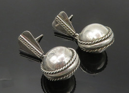 925 Sterling Silver - Vintage Shiny Hollow Twist Sphere Drop Earrings - ... - $48.33