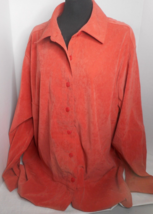 Croft &amp; Barrow Women&#39;s Sz 2X Orange Button-Up Velor FEEL Over Jacket Lon... - £17.55 GBP