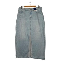 New Old Navy Denim Maxi Skirt Womens 12 Blue Mid Rise Slit Casual Jean Long - $27.71