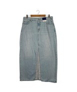 New Old Navy Denim Maxi Skirt Womens 12 Blue Mid Rise Slit Casual Jean Long - $510.07 MXN
