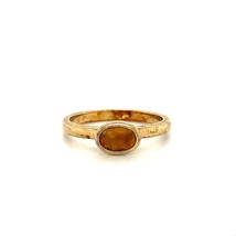 Vintage Sterling Signed MC Thailand Vermeil Bezel Citrine Solitaire Ring 6 1/4 - £28.62 GBP