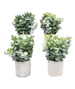 Set of 4 Realistic Artificial Botanica Boxwood Sage Bush Plant in Concre... - $67.90 CAD