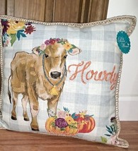 Pioneer Woman Pillow Cow Howdy Harvest Pumpkin Decorative Throw Fall Farm Petal - £23.73 GBP