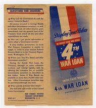 United States Treasury 4th War Loan Brochure January 1944 - $15.84