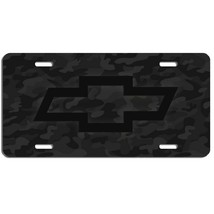 Chevy bowtie art aluminum license plate car truck SUV  black camouflage tag  - $16.58