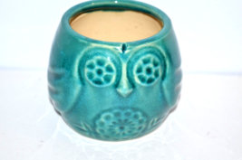 4” Owl Succulent Pot Glazed Ceramic Teal Boho retro Plant vase pencil ho... - £9.70 GBP