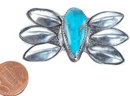 Navajo Sterling Kingman Tuquoise Brooch by F Burnside - £137.20 GBP