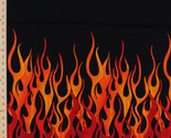 Cotton Fire Flames Blaze Black Border Cotton Fabric Print by the Yard D5... - £9.61 GBP