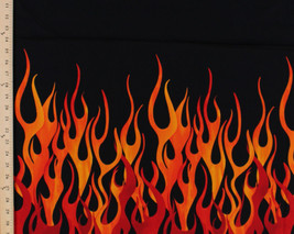 Cotton Fire Flames Blaze Black Border Cotton Fabric Print by the Yard D572.21 - £9.55 GBP