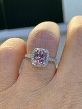 2Ct Cushion Cut Pink Morganite Engagement Wedding Ring 14K White Gold Plated - £83.92 GBP