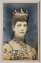 RPPC H.M. Queen Alexandra Beautiful Bas-Relief Glitter Applique Postcard P28 - £31.23 GBP
