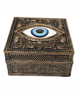 Auspicious Evil Eye Of Providence With Sacred Symbols Square Decorative Box - $606.35 MXN