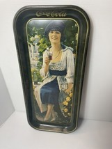 Vintage 1973 Coca-Cola "Young Girl in a Park" Oblong Tin Serving Tray 19 by 8.5” - $18.69