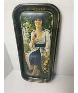 Vintage 1973 Coca-Cola &quot;Young Girl in a Park&quot; Oblong Tin Serving Tray 19... - £14.69 GBP
