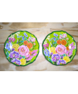 Set of (2) Melamine Ware Floral Pattern/Scalloped Edge Plates 8 1/2&quot; VIN... - $8.95