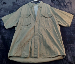 Columbia PFG Shirt Men Size XL Green Short Sleeve Pocket Logo Collar Button Down - £8.12 GBP