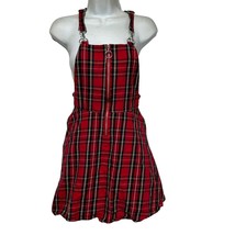 Hot Topic Schoolgirl Red Tartan Plaid Overall Dress Y2K Goth Punk Zip Size XS - £11.86 GBP
