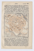 1914 Original Antique City Map Of Brieg Brzeg Silesia Schlesien Germany Poland - $28.03