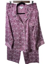 Miss Elaine XL RED &amp; White Paisley Print Long Sleeve Pajama Set  - $24.95