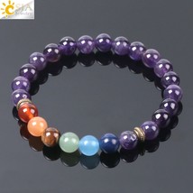 CSJA Reiki Natural Gem Stone Purple Crystal Quartz Amethys Bracelets for Women 7 - £9.20 GBP
