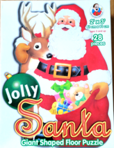 Jolly Santa Giant Shaped Floor Puzzle 28 Pieces 2&#39; x 3&#39; Vintage Collectable Rare - £31.96 GBP
