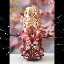 Carved Candles Handmade Home Decor Gift Colourful Art Design 25cm 10 inch New - £38.55 GBP