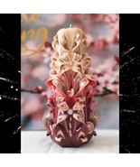 Carved Candles Handmade Home Decor Gift Colourful Art Design 25cm 10 inc... - €41,58 EUR