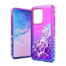 For Samsung S20 Ultra 6.9&quot; Two Tone Water Quicksand Glitter Case PURPLE/... - $5.86