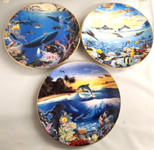 Dolphin Collector Plates 3 Porcelain Scenes of Dolphins Artist C Bragg &amp; R. Koni - £37.28 GBP