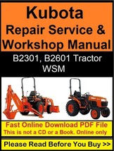 Kubota Repair Service &amp; Shop Manual (B2301, B2601 Tractor WSM) - £7.43 GBP