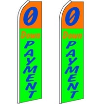 2 Swooper Flutter Feather Flag DOWN PAYMENT Digit Zero Green Blue Orange - £31.38 GBP