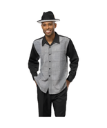 Men&#39;s MONTIQUE 2 PC Set Walking Leisure Suit 2390 Black White Hounds tooth - $149.40 CAD