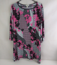 CJ Banks Colorful Relaxed Silky Smooth Floral Tunic Style Blouse Plus Size 3X - £12.11 GBP