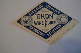 RKDN Wine Punch   Label . inv, 4 - $11.00