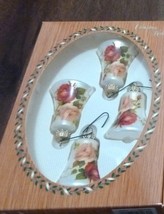 4 PC VINTAGE CHRISTMAS ROSE BELL SHAPE ORNAMENTS - $14.99