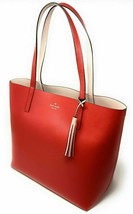 NWB Kate Spade Marina Reversible Red / Beige Leather Tote WKRU5342 Gift Bag FS - £99.39 GBP