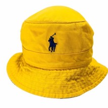 Polo Ralph Lauren Logo Bucket Hat Golden Yellow Blue Pony Summer Classic S/M - £37.92 GBP