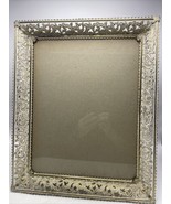 Picture Frame Ornate Filigree Gold Ivory Metal 11x14 Shabby Cottage Vintage - £70.42 GBP