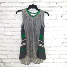 CAbI Trident Tunic Womens XS Gray Green Striped Knit Sleeveless Sweater Tank Top - £19.65 GBP