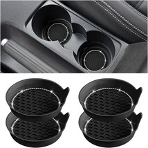 Bling Car Cup Holder Coaster 4 Pack Universal Insert Coasters with Crystal Rhine - £14.85 GBP