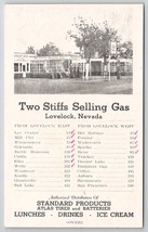 Lovelock NV Two Stiffs Selling Gas Station Pumps Auto Nevada Adv Postcard W23 - £6.34 GBP