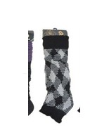 Women&#39;s Fall Winter Leg Warmers Over The Knee One Size Black Gray Cable ... - $17.25 CAD