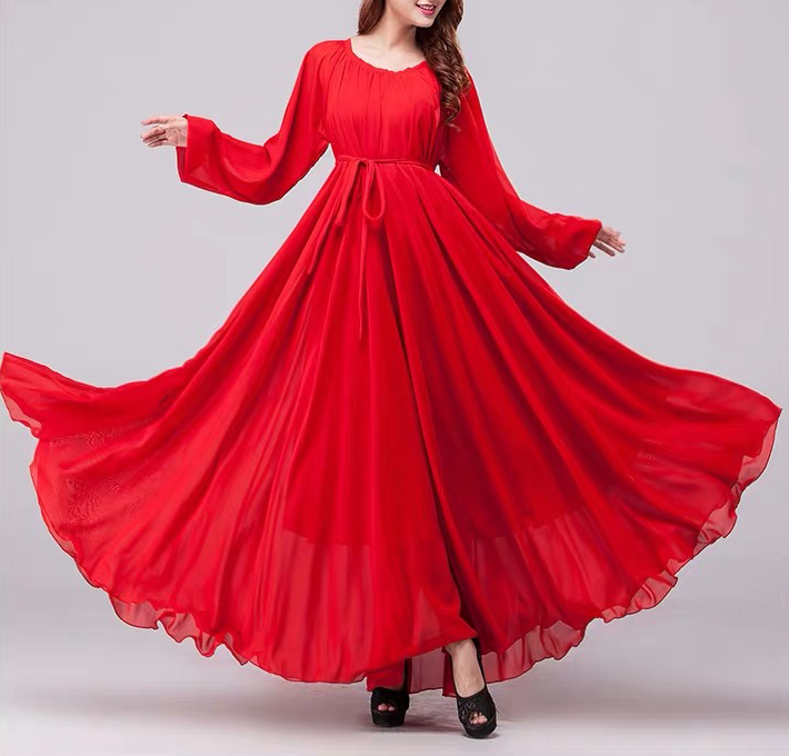 Chiffon plus size dress red 3