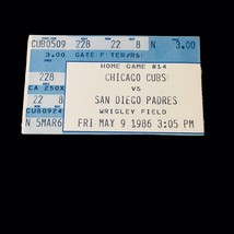 Chicago Cubs vs. San Diego Padres 05/09/86 Baseball Ticket Stub Ron Cey Home Run - £33.73 GBP
