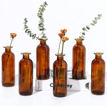 Amber Glass Vase Bud Vases Apothecary Jars Decor Antique Tall, Brown, 6 Pieces - £31.89 GBP