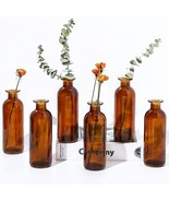 Amber Glass Vase Bud Vases Apothecary Jars Decor Antique Tall, Brown, 6 ... - £29.88 GBP