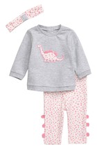 Little Me Girls Dino Sweatshirt, Leggings and Headband Set, Size 6 Months - £12.66 GBP