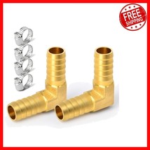 Ultimate 5-Piece Brass Hose Barb Reducer with Right Angle Elbow &amp; Clamps... - $495.41 MXN