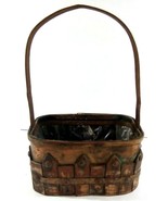 Copper and Wood Basket Planter w/Picket Fence Motif  - Lined - Some Patina - £9.13 GBP